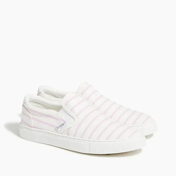 J. Crew | Shoes | J Crew Printed Road Trip Slipon Sneakers Smoky Lilacivory  Stripe | Poshmark